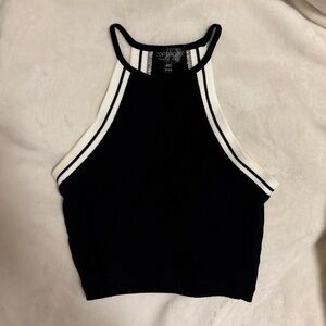 topshop black and white crop top